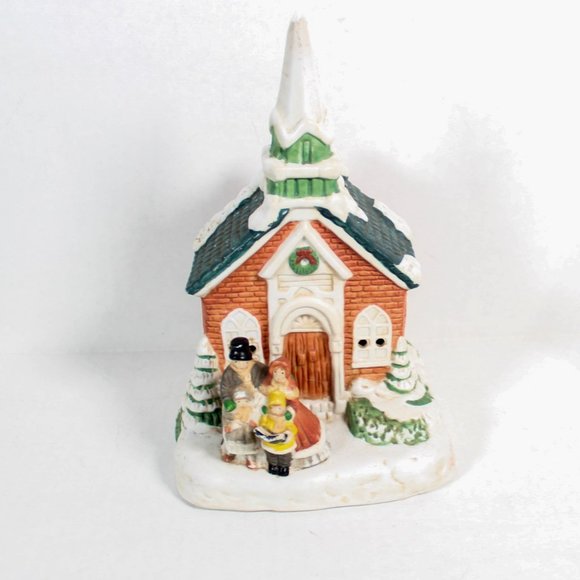 Retro Vintage 1960s Christmas Music Box Church Choir Porcelain Glass Figurine - Picture 12 of 16